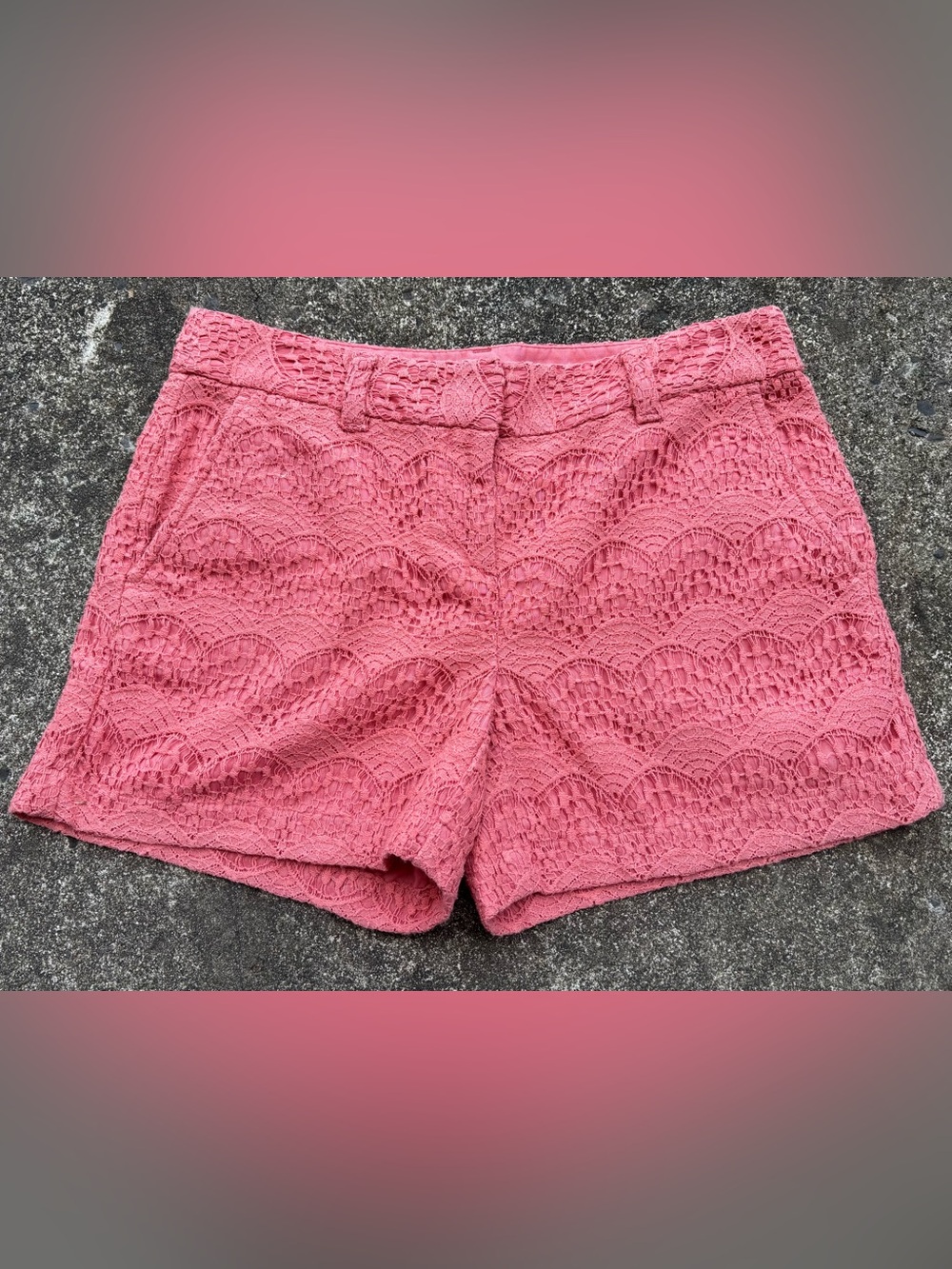 LOFT Pink Lace High-Waist Shorts